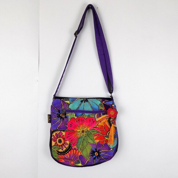 Laurel Burch Handbags - Laurel Burch Floral Crossbody Shoulder Bag Multi Color Beaded